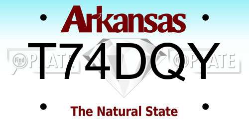 T74DQY Arkansas License Plate