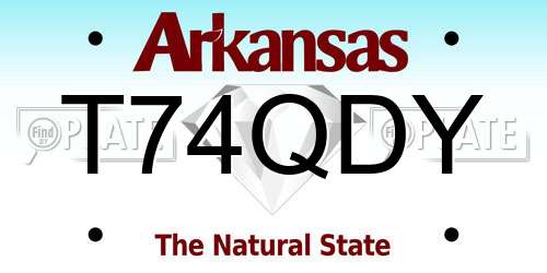 T74QDY Arkansas License Plate