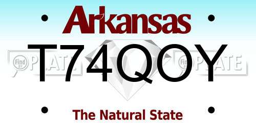 T74QOY Arkansas License Plate