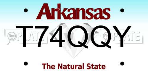 T74QQY Arkansas License Plate