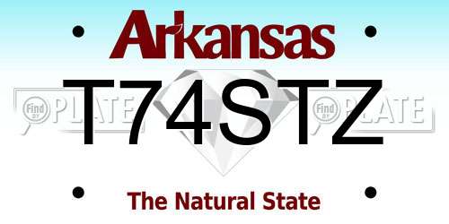 T74STZ Arkansas License Plate