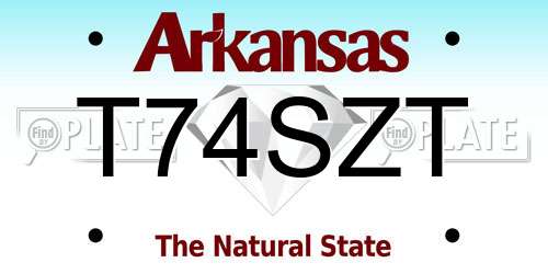 T74SZT Arkansas License Plate