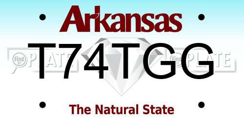 T74TGG Arkansas License Plate