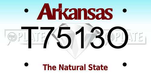 T7513O Arkansas License Plate