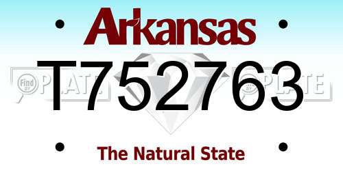 T752763 Arkansas License Plate