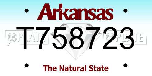 T758723 Arkansas License Plate