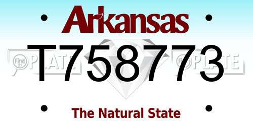 T758773 Arkansas License Plate