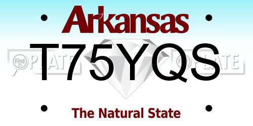 T75YQS Arkansas License Plate
