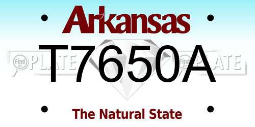 T7650A Arkansas License Plate