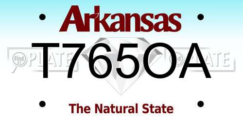 T765OA Arkansas License Plate