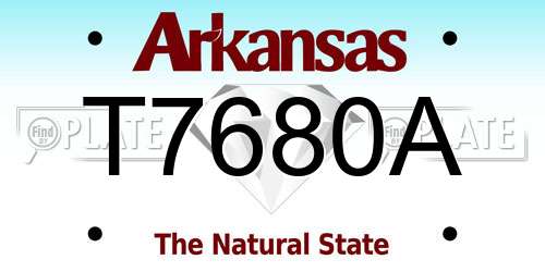 T7680A Arkansas License Plate