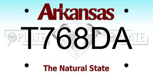 T768DA Arkansas License Plate