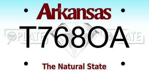 T768OA Arkansas License Plate