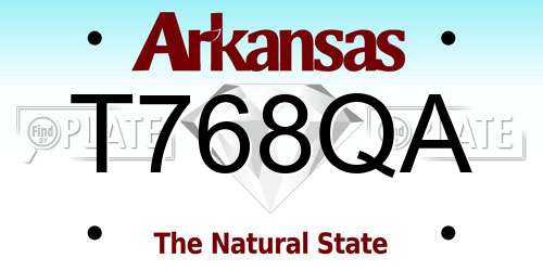 T768QA Arkansas License Plate