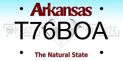 T76BOA Arkansas License Plate