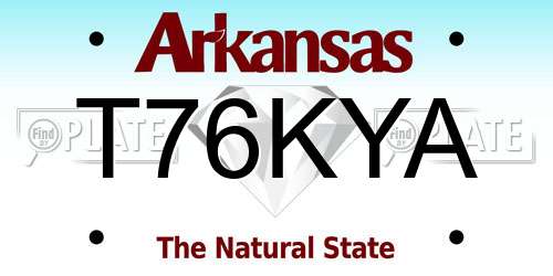 T76KYA Arkansas License Plate