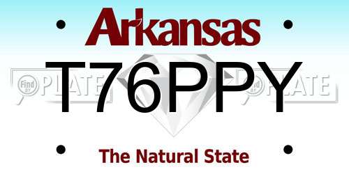 T76PPY Arkansas License Plate
