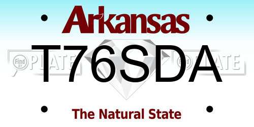 T76SDA Arkansas License Plate