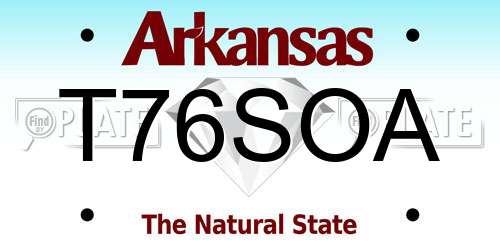 T76SOA Arkansas License Plate
