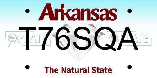 T76SQA Arkansas License Plate