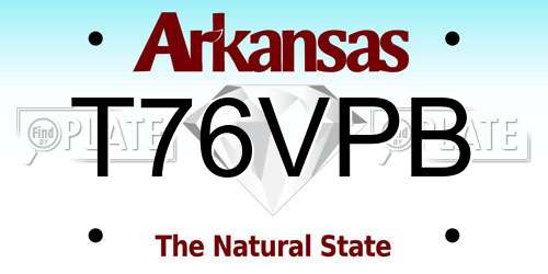 T76VPB Arkansas License Plate