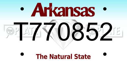 T770852 Arkansas License Plate