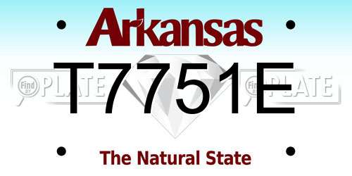 T7751E Arkansas License Plate