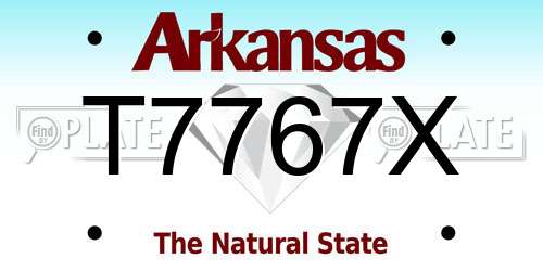 T7767X Arkansas License Plate
