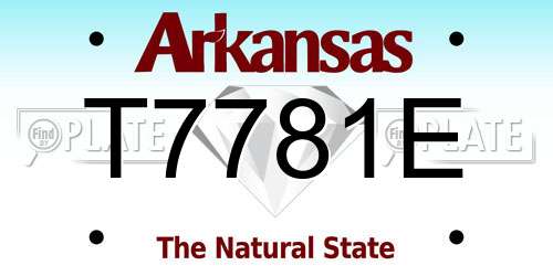 T7781E Arkansas License Plate