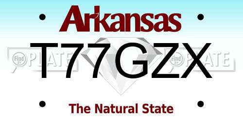 T77GZX Arkansas License Plate