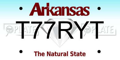 T77RYT Arkansas License Plate