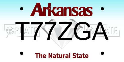 T77ZGA Arkansas License Plate