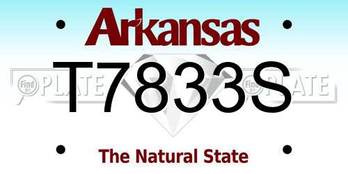 T7833S Arkansas License Plate