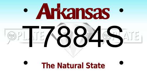 T7884S Arkansas License Plate