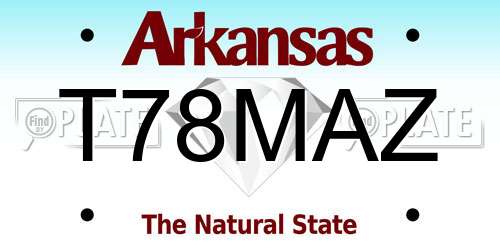 T78MAZ Arkansas License Plate