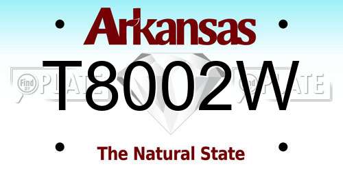 T8002W Arkansas License Plate
