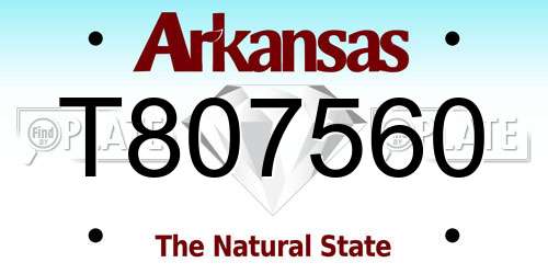 T807560 Arkansas License Plate