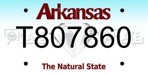 T807860 Arkansas License Plate