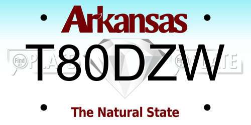 T80DZW Arkansas License Plate