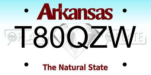 T80QZW Arkansas License Plate