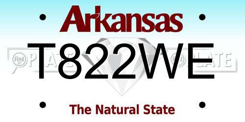 T822WE Arkansas License Plate