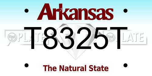 T8325T Arkansas License Plate