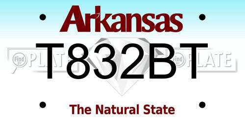 T832BT Arkansas License Plate