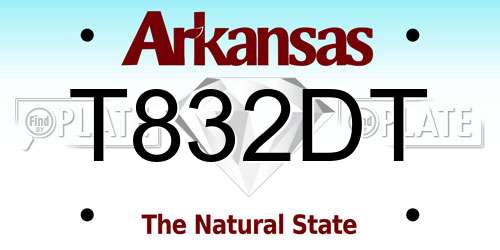 T832DT Arkansas License Plate