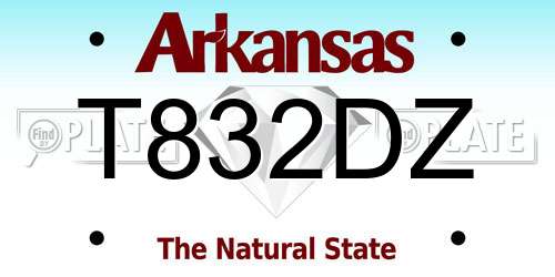 T832DZ Arkansas License Plate