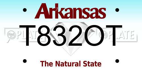 T832OT Arkansas License Plate