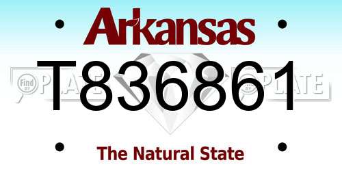 T836861 Arkansas License Plate