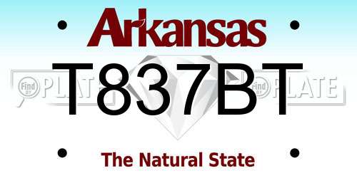 T837BT Arkansas License Plate