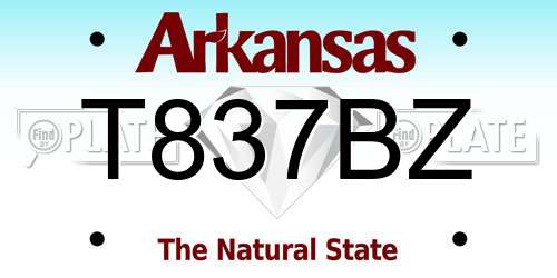 T837BZ Arkansas License Plate