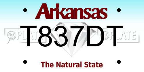 T837DT Arkansas License Plate